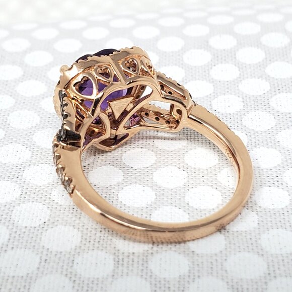 Le Vian 14K Strawberry Gold Ring 2ct Grape Amethyst 1/3ct Nude & 1/8ct Chocolate - Picture 5 of 15